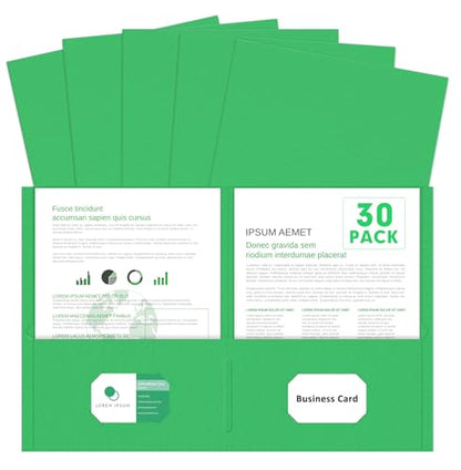 Two Pocket Folders, PANDRI 30 Pack 2 Pocket Folders, Letter Size Paper File Folder for School Office Home Business, Green - color: Green
