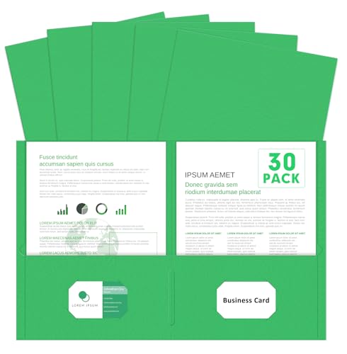 Two Pocket Folders, PANDRI 30 Pack 2 Pocket Folders, Letter Size Paper File Folder for School Office Home Business, Green - color: Green