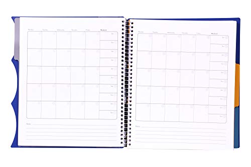 Mintra Office Durable PREMIUM Spiral Notebook, ((Blue, 3 Subject, 8.5in x 11in)), Fabric Covered Coils, No Snags, Removable Adjustable Pocket Dividers, Ruler, Organization, Customizable - color: Blue, size: 3 Subject (8.5in x 11in)