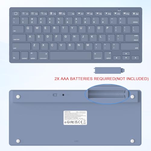 OMOTON Ultra-Slim Bluetooth Keyboard for iPad 11th/10th/9th/8th/7th, iPad Pro/Air/Mini and iPhone Series, Wireless iOS Keyboard with 12 Multimedia Keys for Office, Home, Travel, School, Deep Blue - color: Deep Blue