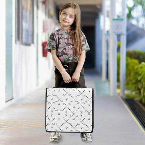 Zipper Binder Bag 3 Ring File Folder Portfolio Organizer Zippered Binder Bags with Strap Fits Laptop Women Men - color: 27-golf Balls White