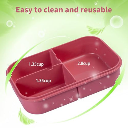 Itopor Bento Box for Kids & Adults, Lunch Box 46 oz, Dusty Pink | Wheat straw material, BPA-free, leakproof, 3 compartments, microwave & dishwasher safe, for school, office & travel - color: Dusty Pink