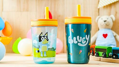 Zak Designs Bluey Kelso Tumbler Set, Leak-Proof Screw-On Lid with Straw, Bundle for Kids Includes Plastic and Stainless Steel Cups with Bonus Sipper, 3pc Set - color: Bluey, size: 3 Piece Set (Pack of 1)