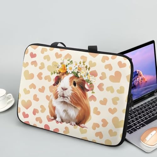HUGS IDEA Laptop Sleeve Carrying Case for Women Computer Cover with Handle Notebook Messenger - color: Cute Guinea Pig, size: 15inch