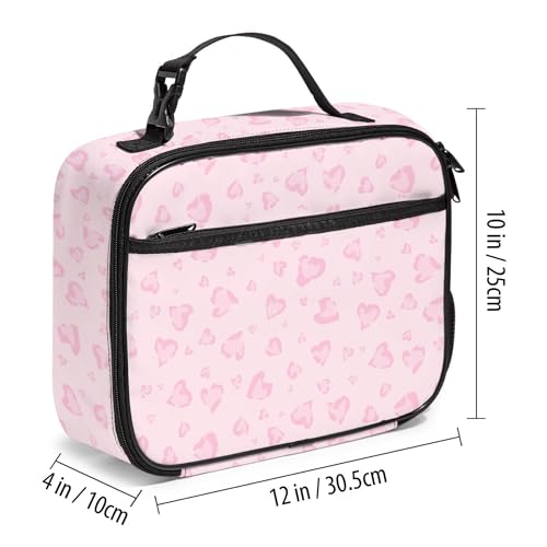 WOBAGMEN Leopard Lunch Box for Kids, Cute Insulated Lunch Bag for Boys Girls,Waterproof Lunch Box with Water Bottle Holder for Teens Adults Picnic Travel Back to School (Pink Heart Leopard) - color: Pink Heart Leopard