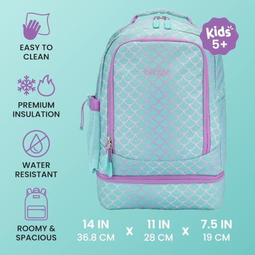 Bentgo Kids 2-in-1 Backpack & Insulated Lunch Bag - Durable 16” Backpack & Lunch Container in Unique Prints for School & Travel - Water Resistant, Padded & Large Compartments (Mermaid Scales) - color: Mermaid Scales
