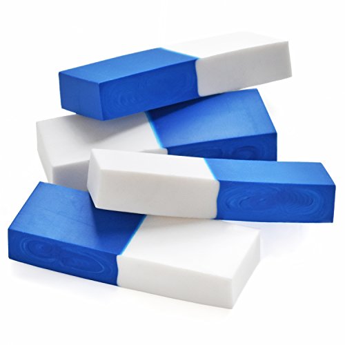 Emraw Two-Tone White & Blue Vinyl Soft Pencil Mark Eraser Rubber for School, Office, Home (8-Pack)