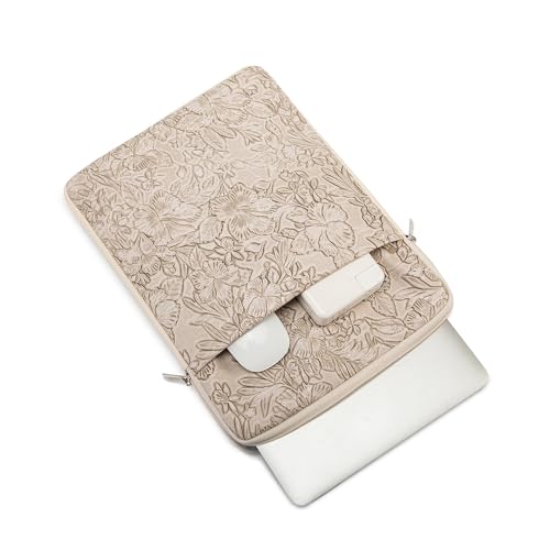 Kinmac 360° Protective Vertical Laptop Sleeve Case Cover Bag (Apricot Flower PU, 12.5 inch-13.3 inch) - color: Apricot Flower PU, size: 12.5 inch-13.3 inch