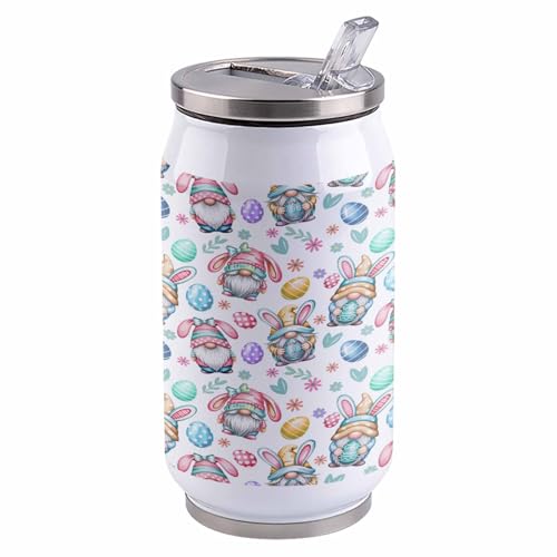 Easter Eggs Colorful Gnomes Spring Flowers 14oz Stainless Steel Tumbler with Lid & Straw-Double Wall Vacuum Insulated Travel Mug Water Bottle Coffee Beverage Drinks Cup - size: 14 Ounces