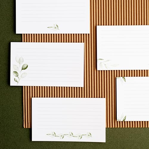 Green Leaf Index Cards by Pure Print and Design | Floral Flash Cards Perfect For Study Sessions & Learning | 100 Cards of Premium Quality with 5 Different Designs | Green Leaf | 3x5 inches - color: Green Leaf