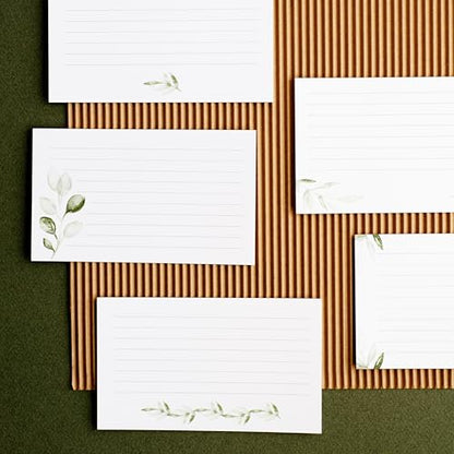 Green Leaf Index Cards by Pure Print and Design | Floral Flash Cards Perfect For Study Sessions & Learning | 100 Cards of Premium Quality with 5 Different Designs | Green Leaf | 3x5 inches - color: Green Leaf