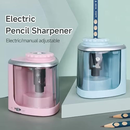 1PCS Pencil Sharpener Battery Operated, Quick Sharpening, Suitable for NO.2/Color Pencils(6-9 mm) Portable Electric Pencil Sharpener(Pink) - color: Pink