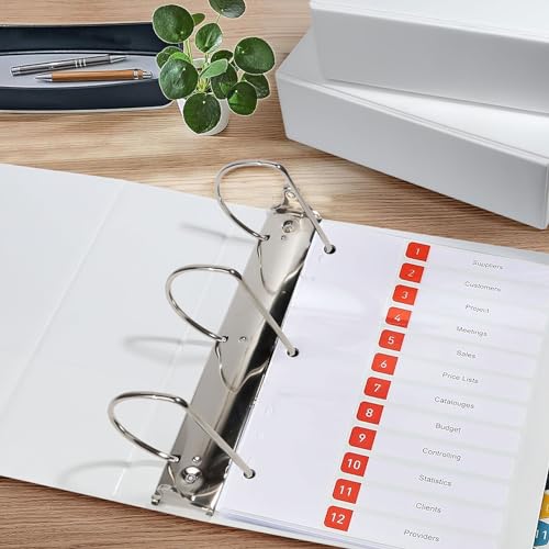 Comix Durable 3 Ring Binder, 5 inch D Ring Binders, Hold 950 Sheets of US Letter Size Paper, 6 Pack (White) - color: White, size: 5 Inch, style: 6 Pack