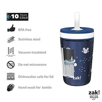 Zak Designs Disney Mickey Mouse Kelso Tumbler Set, Leak-Proof Screw-On Lid with Straw, Bundle for Kids Includes Plastic and Stainless Steel Cups with Bonus Sipper (3pc Set, Non-BPA) (Pack of 12) - color: Mickey Mouse, size: 3 Piece Set (Pack of 12)