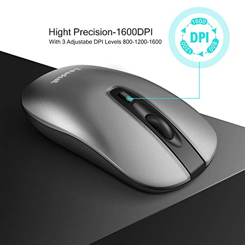 Leadsail Wireless Slim USB Mouse, Silent Click 3 Adjustable Levels, 4 Button Laptop Mouse for Windows Mac PC Notebook