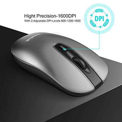 Leadsail Wireless Slim USB Mouse, Silent Click 3 Adjustable Levels, 4 Button Laptop Mouse for Windows Mac PC Notebook