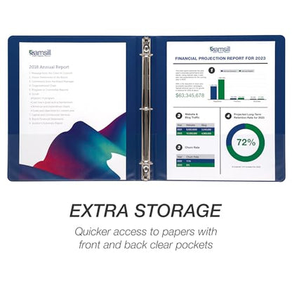 Samsill 1 Inch Document Storage Binder, 100% Recycled Chipboard, Round Ring, 3 Ring Binder, 24 Pack, Navy - color: Navy, size: 1 Inch, style: 24-Pack