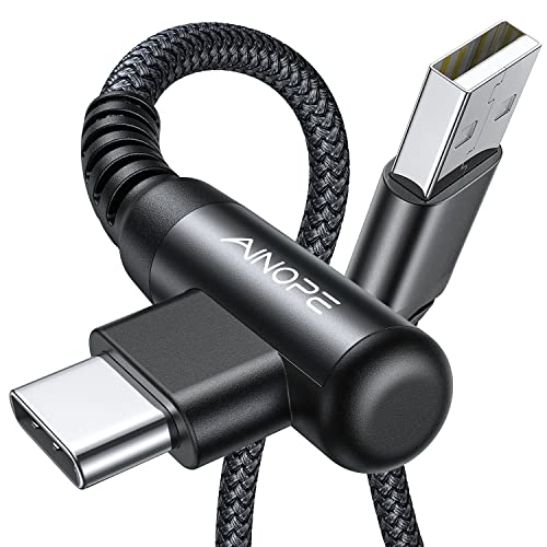 AINOPE 2-Pack Type C Charging Cable 3.1A Fast Charge, Right Angle [6.6ft+6.6ft] USB C Cable, Durable Nylon Braided Type C Charging Cable Fast Charge Compatible Galaxy S10 S9 S21, LG V30,V20,G6 - color: Black, size: 6.6FT+6.6FT