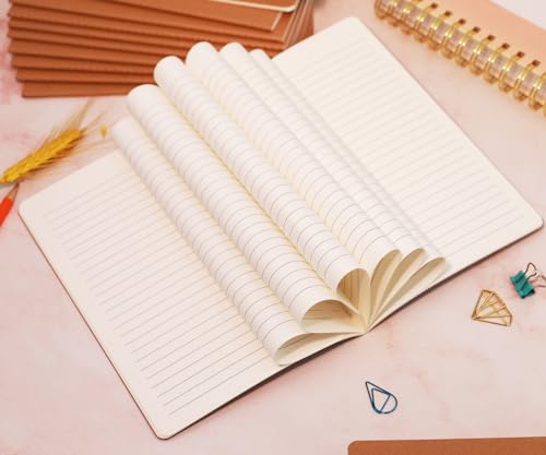 48 Pack A5 Lines Notebook Bulk Kraft Cover College Ruled, Lined Paper Travel Journals Composition Diary Subject Notebooks Planner, 60 Pages, 8.3”x 5.5” - style: 48pack Lined page