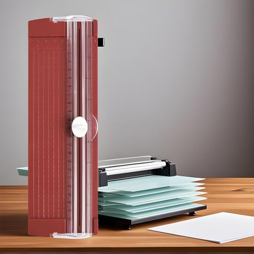 Paper Cutter Slider 10.5 Inch Precision Straight Slider | with Side Ruler Cardstock Cutter for Photo Cardstock Label Crafting Scrapbooking Supplies - color: Red