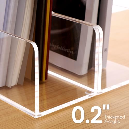 SANRUI Acrylic Magazine File Holders, Classroom Organization and Storage, Clear Bookend File Sorter, Desktop File Organizer 2-Pack - size: A4,2 Pack