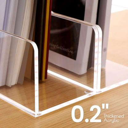 SANRUI Acrylic Magazine File Holders, Classroom Organization and Storage, Clear Bookend File Sorter, Desktop File Organizer 2-Pack - size: A4,2 Pack