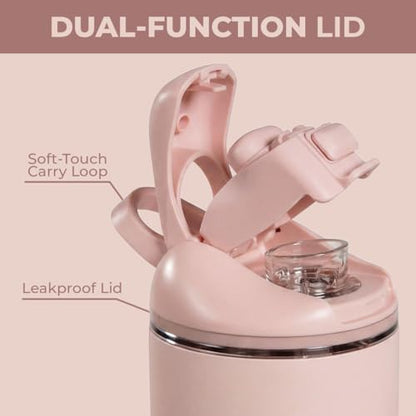 HydroJug Ease2o 14oz Kids Water Bottle with Straw & Chug Lid, Dusty Rose - color: Dusty Rose