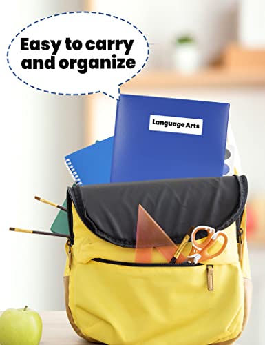 SUNEE 2 Pocket Folders (12 Pack, Blue) Heavy-Duty Plastic Folders with Pockets, Fit 8.5x11 Letter Size Paper, 2-Pocket File Folders for Kids, Home, School, Office - color: Blue, style: 12-Pack