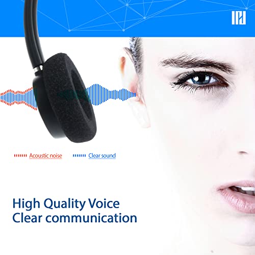 IPD IPH-165 USB Headset with Noise Cancelling Microphone for Office and Call cengter- Compatible with Skype, Microsoft Teams, Cisco Jabber, Avaya One-X and Other Soft Phones - color: Foam Cushion, style: Binaural
