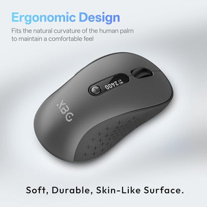 XBG B15pro Wireless Bluetooth Mouse, Bluetooth 5.0/4.0 & 2.4G Tri-Mode, Type-C Rechargeable with LED Screen Display, Ergonomic Silent Click for Laptop/PC/Tablet, Multi-Device & Office Use - style: B15 Pro-Black