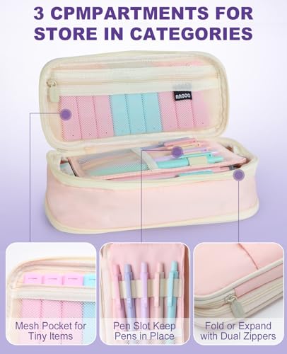 Aesthetic School Supplies with Cute Pencil Case, 12x Pastel Mechanical Pencils 0.5 & 0.7mm with 720x HB Leads, 4x Erasers and 1x Sticky Note, Suitable for Writing, Drafting Drawing Sketching(pink) - color: Pink