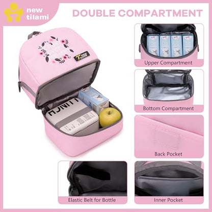 NEW TILAMI Kids Lunch Bag Double Insulated for tilami Rolling Backpack Girls Boys forTravel School Picnic, Blush Bloom - color: Blush Bloom