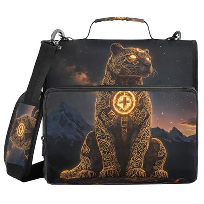 3 Ring Zipper Binder Mountain Leopard Binders Bag with Shoulder Strap 500 Sheets Paper Organizer Trapper Keeper Documents Storage File Folder for School Office - color: A940