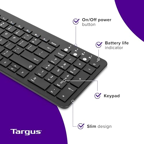 Targus Midsize Multi-Device Bluetooth Keyboard - Compatible with Chrome OS, Windows, macOS, iOS, and Android (AKB863US)