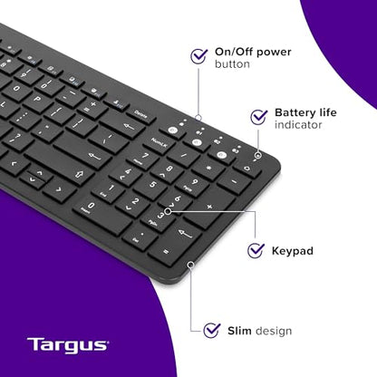 Targus Midsize Multi-Device Bluetooth Keyboard - Compatible with Chrome OS, Windows, macOS, iOS, and Android (AKB863US)