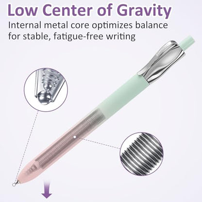 Solati Premium Gel Pens, 5-Pack Retractable 0.5mm Black Ink Pens, Luxury Aesthetic Fluid Design, Smooth Quick-Dry Writing Pens for Journaling, Note-Taking, Office, School Supplies (Z4 5PCS Aurora) - color: Z4 5PCS Aurora