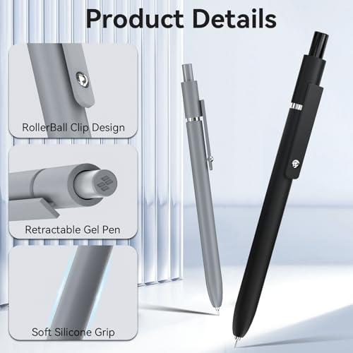ACEES Gel Pens, 6 Pcs 0.5mm Fine Point Black Ink Pen With Smooth Writing, Office Desk Accessories, School Writing Supplies Gifts for Men Women, Quick Dry Pens For Journaling, Black/Gray/White - color: Black Gray White