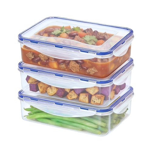 KIGI Food Storage Containers with 4-Sided Locking Airtight Lids, Leak-Proof & Stackable, Ideal for Meal Prep, Lunch & Leftovers, Microwave Safe, BPA-Free Plastic (6.8 Cup, 6-Piece) - size: 6.8 cup (6-Piece)
