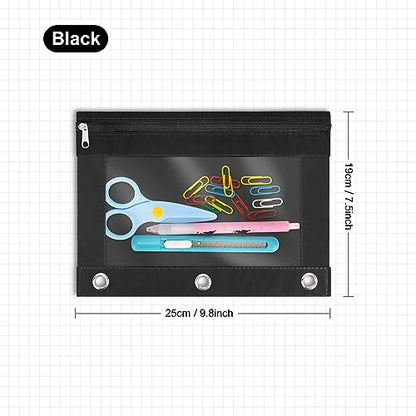 IKAYAS 20 Pack Black Pencil Pouch for 3 Ring Binder Colorful Pencil Pouch with Zipper Bulk, 3 Ring Binder Pencil Pouches Pencil Case Pencil Bags for Classroom Storing School Teacher Supplies