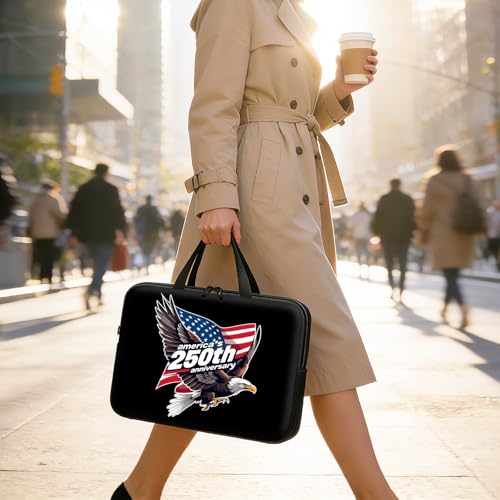 Laptop Bag 15.6 Inch,Resistant Shockproof Laptop Sleeve Case Protective Cover Carrying Case with Handle Compatible for HP Dell Lenovo Acer Asus Notebook Computer,America 250 Eagle Flag - color: America 250 Eagle Flag, size: 15-15.6 in