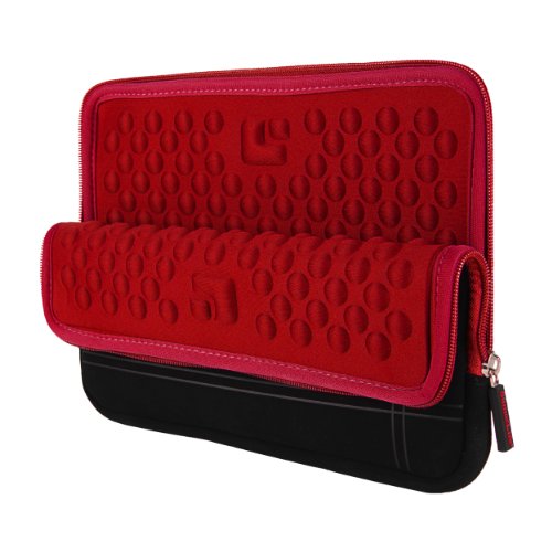 Thick Cushion Padding Scratch Water Resistant Accessory Pocket 13 inch Laptop, Chromebook Sleeve Bag - color: Black Red