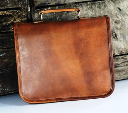 URBAN DEZIRE Men's Genuine Leather Small Briefcase Messenger Satchel Ipad Tab Tablet Bag 11 compatible with Apple product - size: 11" Width x 9" Height x 3.5" Depth