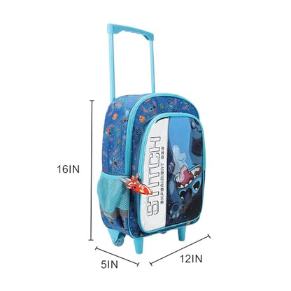 Disney's Stitch 16" Rolling Travel Backpack With Wheels And A Keychain - color: Disney’s Stitch Rolling Blue