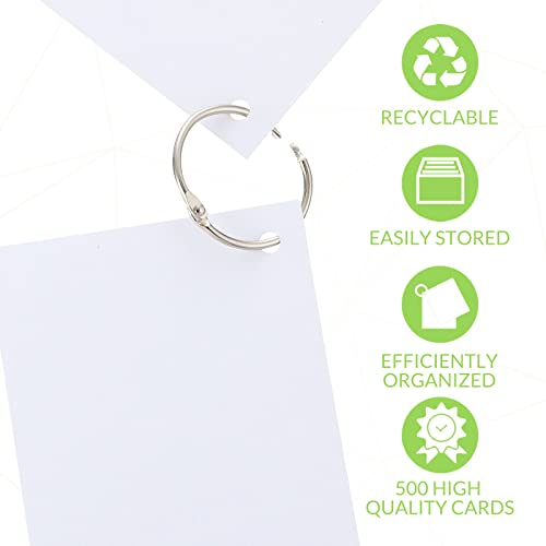 Yexiya 500 Pcs Index Cards with Rings Study Supplies Punched Lined Flash Cards with Holes Ruled Single Hole Notes and Metal Rings for Adults Office(3 x 5 Inch,Blank White) - color: Blank White, size: 3 x 5 Inch