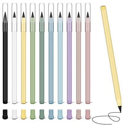 Ainiv Everlasting Pencil - 10 Pack Infinity Pencils with 20 Extra Erasers, Ideal for Home, Office, School Writing & Drawing - color: 10 Pieces-Morandi Colors