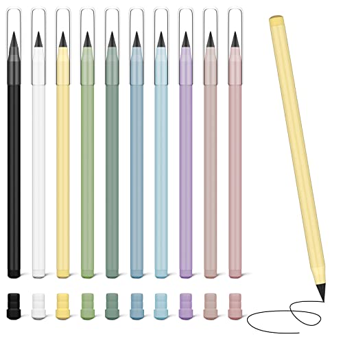 Ainiv Everlasting Pencil - 10 Pack Infinity Pencils with 20 Extra Erasers, Ideal for Home, Office, School Writing & Drawing - color: 10 Pieces-Morandi Colors