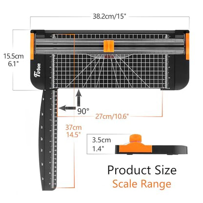 Firbon A4 Paper Cutter 12 Inch Titanium Paper Trimmer Scrapbooking Tool with Automatic Security Safeguard and Side Ruler for Craft Paper, Coupon, Label and Cardstock (Black) - color: 1-black