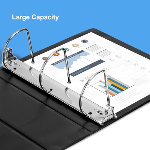 ViVin Durable 3 inch D Ring View Binder, Large 3" Slant-D Ring with 725-Sheet Capacity, Fit 8.5" x 11" Paper, 2 Pack(Black) - color: Black, size: 3 Inch, style: 2 Pack
