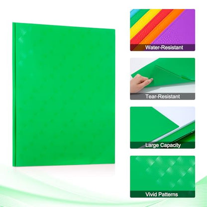 ViVin Plastic Folders with Pockets and Prongs,6 Pack,Heavy Duty 2-Pocket File Folder with 3 Fasteners,Fits Letter Size Paper,for School Home and Office(Bight Green) - color: Bight Green, size: 6 PACK