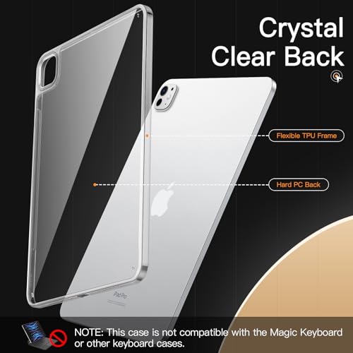 JETech Clear Case for iPad Pro 13-Inch M5/M4 (2025/2024), Anti-Yellowing Transparent Shockproof Slim Tablet Back Cover with Hard PC Back and Soft TPU Bumper - size: iPadPro13(2025/2024)